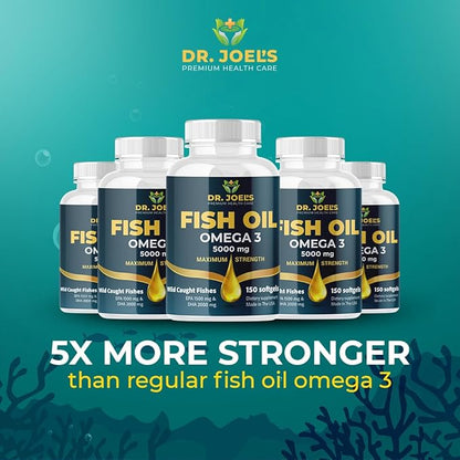 Fish Oil Omega 3 - No Fishy Burp - 150 Softgels - Non GMO - Made in The USA