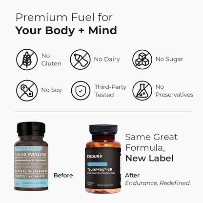 TauroMag-SR, Magnesium N-Acetyl Taurinate, Supports Brain Health & Cognitive Function, Memory Focus Supplements, Mood Support 375 mg, 90 Tablets