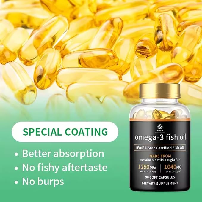 Pure Premium Omega-3 Fish Oil – Triple Strength, Heart & Brain Support – 90 Softgels