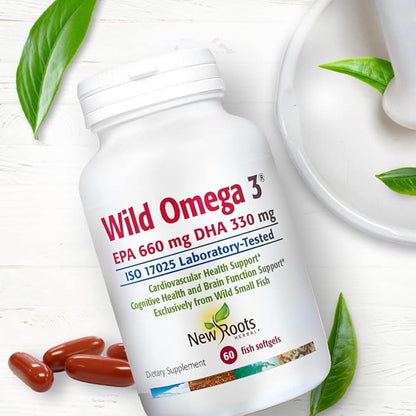 New Roots | Wild Omega 3 Fish Oil Supplement | Ultra Pure Pharmaceutical-Grade with Highest Concentration Vitamin E (60 Softgels), Best EPA DHA Ratio 2:1 for Optimal Heart and Brain Health