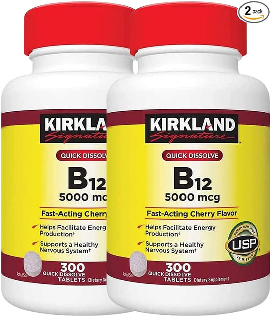 Kirkland Signature B-12 5000 mcg, 300 Tablets (2 Pack)