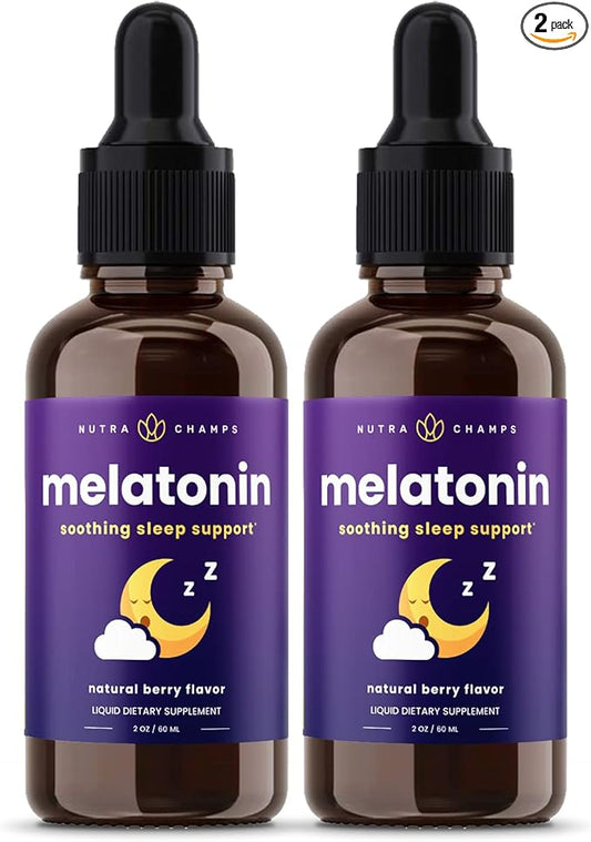 NutraChamps Liquid Melatonin Drops, 480 Servings, Sugar Free Kids Melatonin Liquid Sleep Aid Supplement, Vegan & Non-GMO, Natural Berry Flavor, Melatonin 1 mg Drops