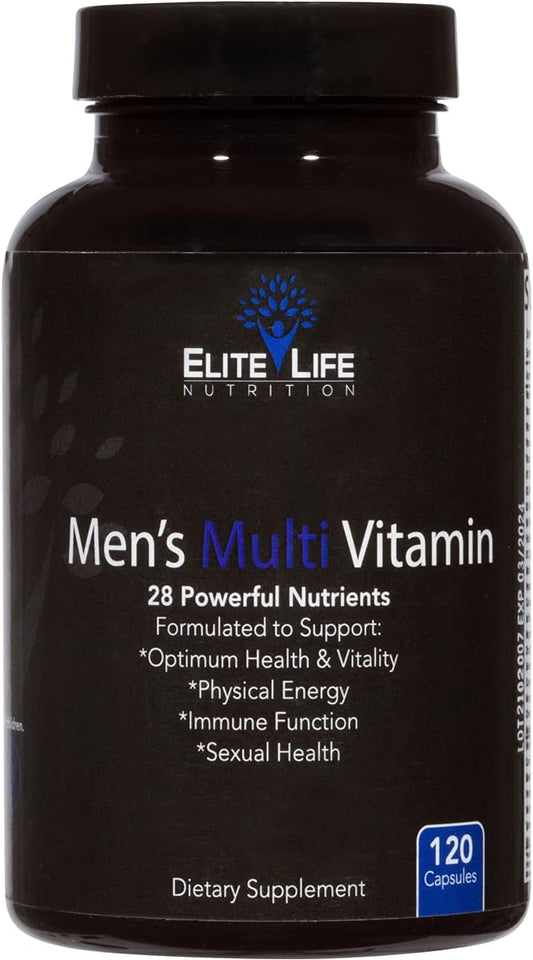 Men's Multi Vitamin - 28 Powerful Nutrients, Vitamins, and Minerals - Best Multivitamin for Men - Supports Optimum Health, Physical Energy, Immune System Function, and Maximum Vitality - 120 Capsules