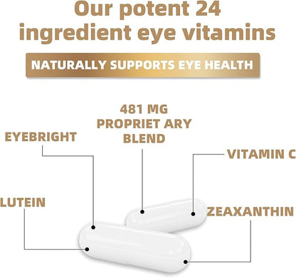 Eye Vitamin & Mineral Supplement with Lutein, Zeaxanthin, Supports Eye Strain, Vision Health for Adults with Vitamins C & E, Vegan Eye Vitamins Supplement, N2 (1)