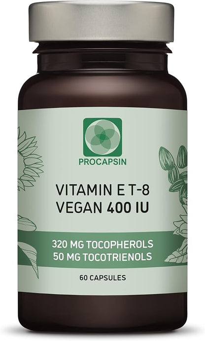 Vitamin E - All 8 Tocopherols + Tocotrienols 400 IU Vegan - Alpha Tocopherol/Tocotrienol + Beta Tocopherol/Tocotrienol + Gamma Tocopherol/Tocotrienol + Delta Tocopherol/Tocotrienol
