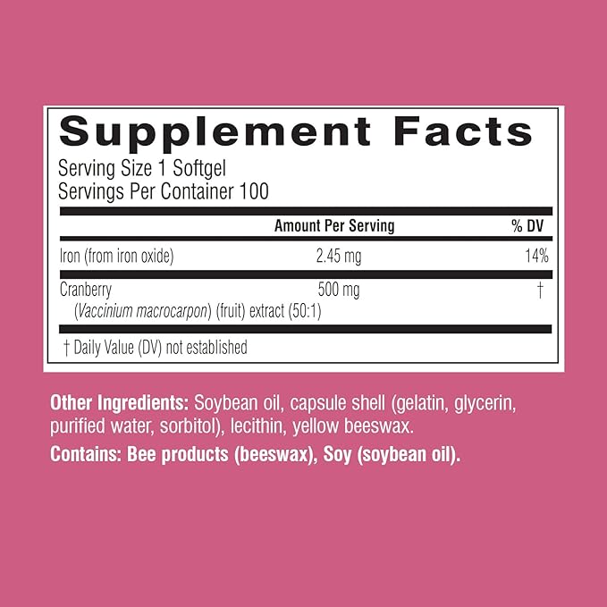 Swisse Cranberry Pills for Women & Men | PACran Cranberry Extract Supplement 25000mg | Urinary Tract Health Support for UTI * | Bladder & Kidney Support * | 100 Softgel Capsules