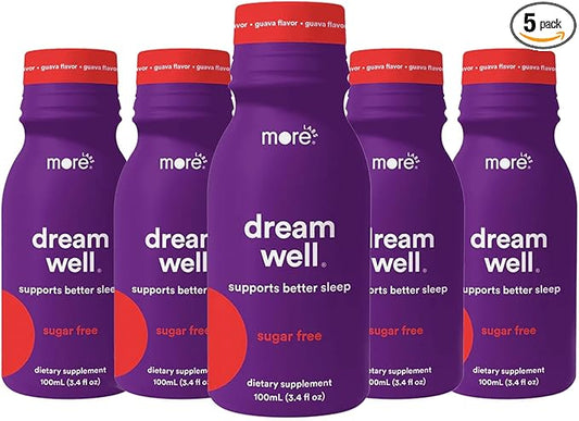 More Labs Dream Well Holistic Sleep Shot Drink 5 Pack | Non-Habit Forming | Lemon Balm, Melatonin and Glycine | Sleep Support Solution