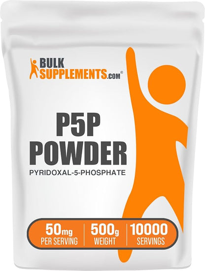 BulkSupplements.com Pyridoxal 5 Phosphate Powder - P-5-P Vitamin B6 Supplement, P-5-P 50mg - P5P Supplement, Gluten Free, 50mg of per Serving, 500g (1.1 lbs) (Pack of 1)