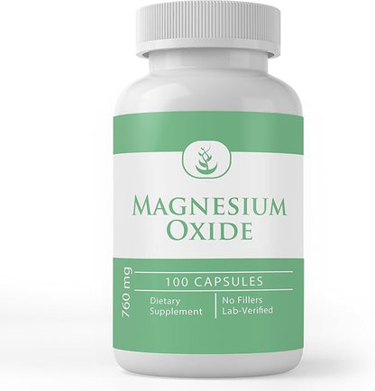 Pure Original Ingredients Magnesium Oxide, (100 Capsules) Always Pure, No Additives Or Fillers, Lab Verified
