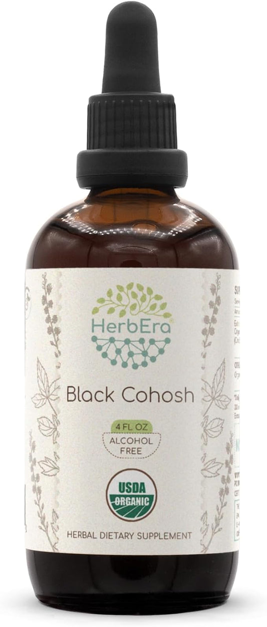 Black Cohosh B120 USDA Organic Tincture | Alcohol-Free Extract, High-Potency Herbal Drops | Certified Organic Black Cohosh (Cimicifuga Racemosa) Dried Root (4 oz)