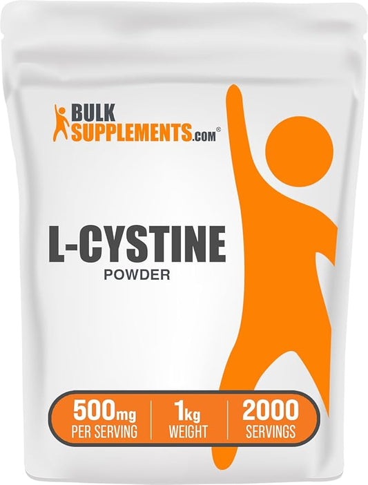 BulkSupplements.com L-Cystine Powder - L-Cystine 500mg, L-Cystine Supplement, Amino Acid Supplement - for Immune Support, Gluten Free, 500mg per Serving, 1kg (2.2 lbs) (Pack of 1)