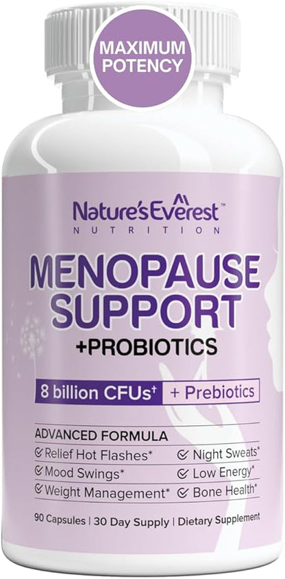 Complete Menopause Supplement for Women – Supports Hormone Balance, Hot Flashes, Night Sweats & Mood – with DIM, Black Cohosh, Dong Quai, Chasteberry, Pre & Probiotics – 90 Capsules – Made in USA