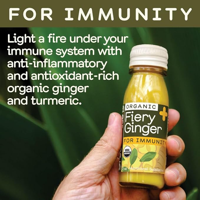 Greenhouse Juice Ginger Shots Organic Fiery Ginger Wellness Shot, Cold Pressed with Turmeric Pepper Vitamin C Immunity Vegan & Gluten-Free (2 Oz, Pack of 12)