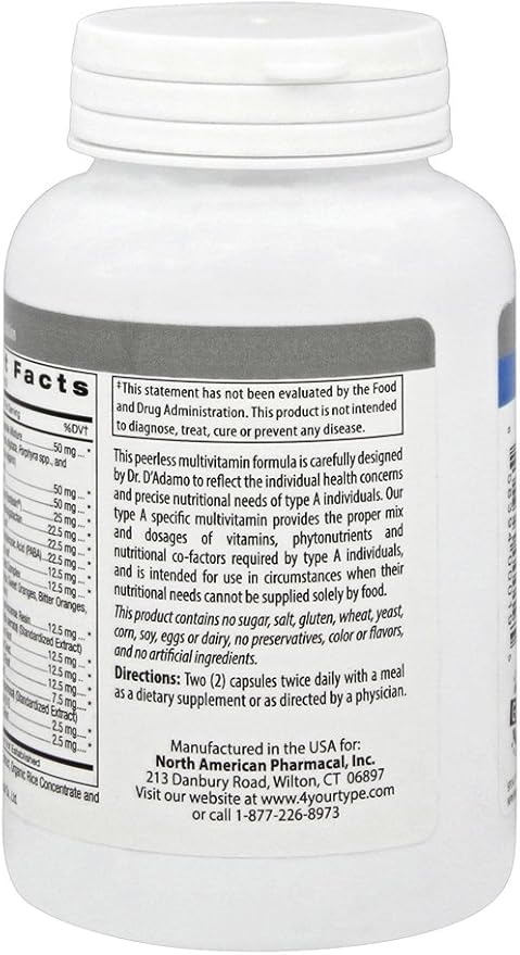 D'Adamo Personalized Nutrition Polyvite A, 120 Count