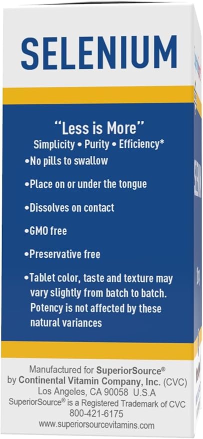 Superior Source Selenium 200 mcg - Immune Health Support Supplement - Selenomethionine Tablets Aid Thyroid Gland Function - Supplement Supports Recycling of Vitamin E - 60 Instant Dissolve Tablets
