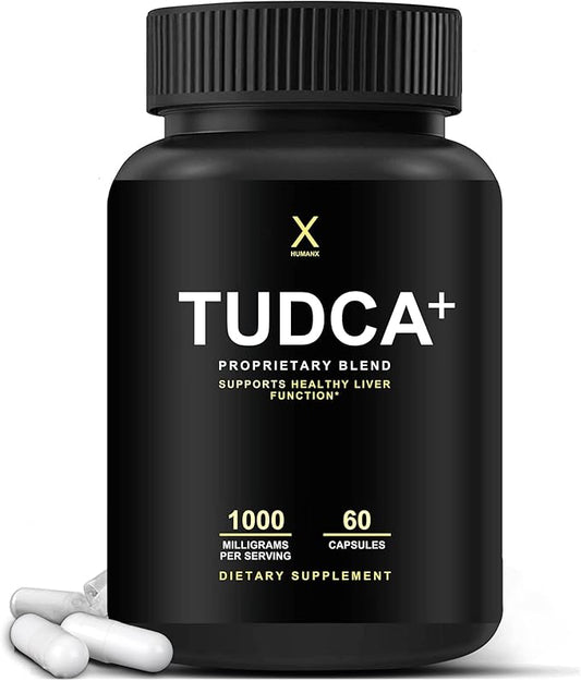 HUMANX TUDCA+ 1000mg Bile Salts Liver Support Supplement, Liver and Gallbladder Cleanse Supplement - Vegan, Non GMO - USA Made Easy to Swallow Capsules - Tauroursodeoxycholic Acid Supplements