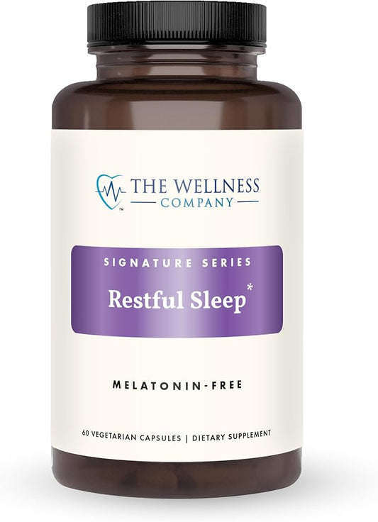 The Wellness Company Restful Sleep | 60 Capsules (1 Month Supply) | Natural Melatonin-Free Sleep Support | Non-GMO, Vegan, Gluten Free | for Gently Calming and Relaxing Mind and Body