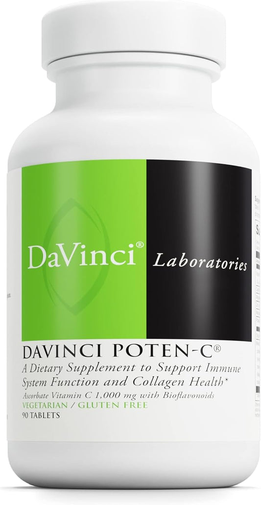 DAVINCI Labs Poten-C - Support Immune System Function & Collagen Health* - Vitamin C, Calcium, Magnesium, Zinc, Potassium, Manganese & Bioflavonoids - Vegetarian - Gluten-Free - 90 Tablets