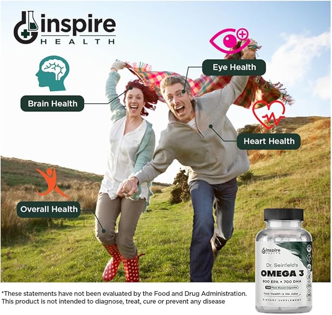The Very Best Vegan Omega 3 Supplement - 120 Capsules - Algae Omega 3 Vegetarian Supplement - Plant Based Fish Oil Alternative - EPA DHA Supplement - Made in The USA - Heart Stress Relief Dr. Seinfeld