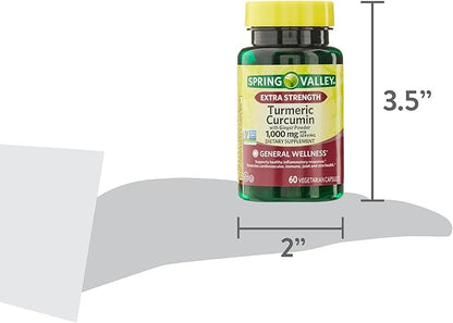 Spring Valley Turmeric Curcumin 1000 mg- 60 Capsules (Pack of 1), Boxed by Fusion Shop Store