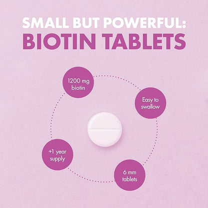 Incite Nutrition Biotin Supplement 12000mcg - +1 Year Supply - High Strength 120 Easy Swallow Tablets - Biotin Hair Growth Vitamins for Hair, Skin & Nails - Natural Vegan & GMO-Free - Made in UK