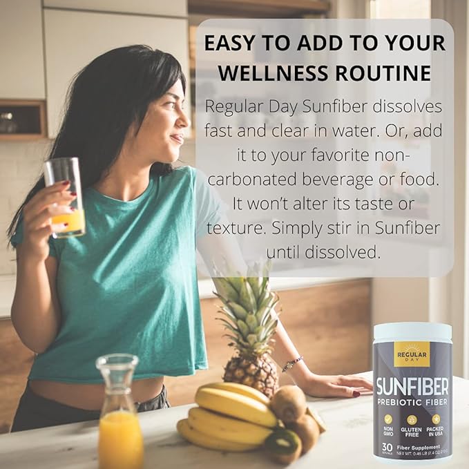 Sunfiber, Prebiotic Fiber Supplement for Digestive Health - Promotes Gentle Regularity | Gluten Free, Vegan, Dairy Free, Non-GMO, Keto, Tasteless | One Simple Ingredient | 30 Servings