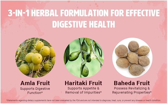 Triphala Tablets, 300 Pills, 5 Month Supply - Herbal Supplement with Amla, Haritaki & Baheda – Supports Digestive Health (Pack of 1)