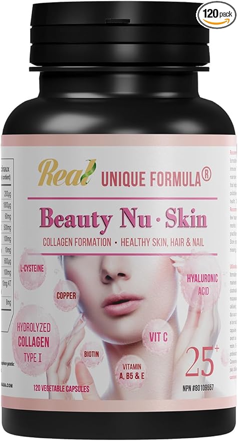 Unique Formula® Premium Beauty Skin 25+ | Hydrolyzed Collagen Type I, Hyaluronic Acid, L-Cysteine, Vitamins C, A, B5, E & Biotin, Copper | Dupport Healthy Skin, Nails, Hair, Glowing Look