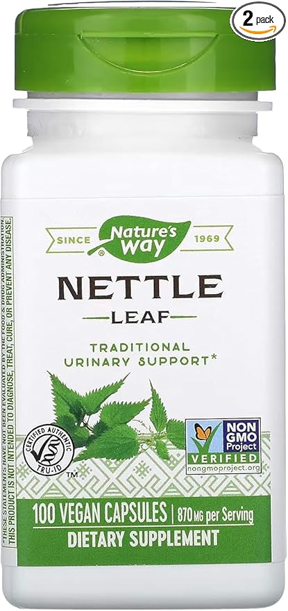 Nature's Way Nettle Leaf 435 mg, TRU-ID Certified, Non-GMO Project, Vegetarian, 100 Count, Pack of 2