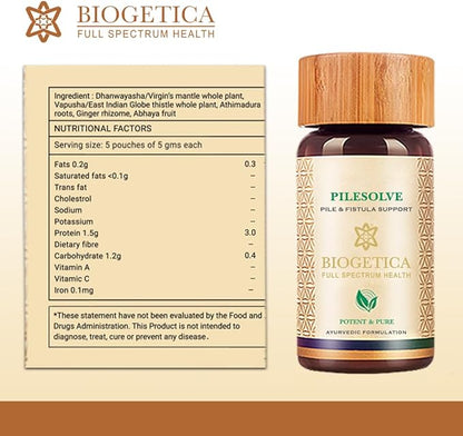Pilesolve Natural Herbal Supplement with Licorice and Ginger - Non-GMO - 100% Vegan Ayurveda Supplement Powder