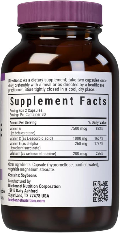 BlueBonnet Beta Carotene C and E Plus Selenium Vegetarian Capsules, 60 Count