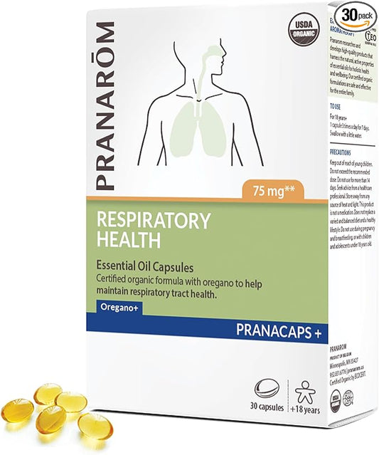 Pranarom - Respiratory Health Pranacaps with Oregano & Lemon Essential Oil - 30 Count