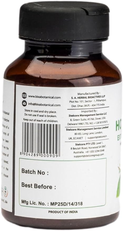bixa BOTANICAL Holy Basil Extract Veg Capsules 60 Count (450mg) (Tulsi/Tulasi) | Herbal Supplement to Anti-Oxidant | Immunity Booster.