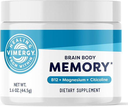 Vimergy Brain Body Memory* – Powers 5 Memory Types and 10 Benefits of Memory Function - Fast-Absorbing, only Three Ingredients - Non-GMO and Gluten Free - 1 Scoop for Ages 18+