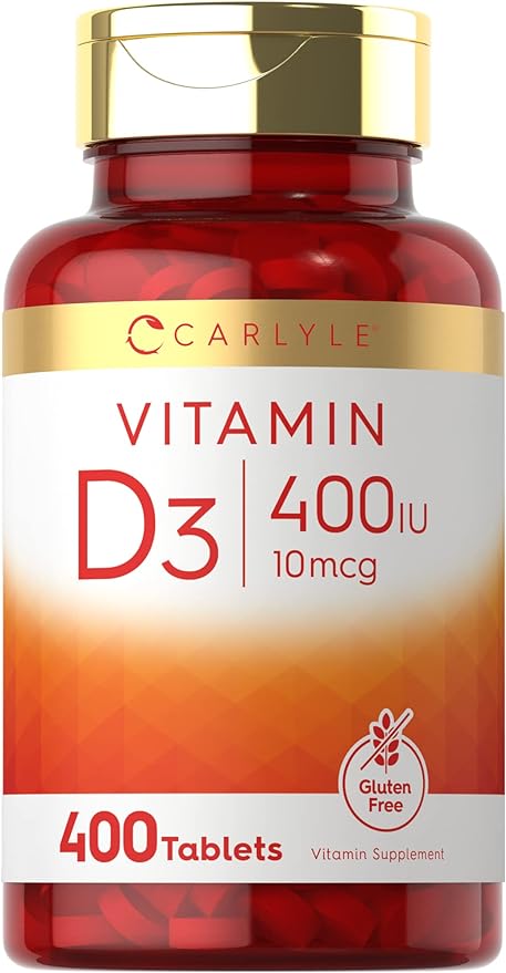 Carlyle Vitamin D3 400iu (10mcg) | 400 Tablets | Value Size | Vegetarian, Non-GMO, and Gluten Free Formula | Vitamin D Supplement