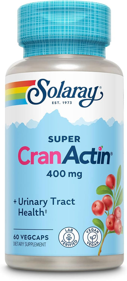 SOLARAY Super CranActin Cranberry Extract 400mg | Healthy Urinary Tract Support | with Added Vitamins | 60 VegCaps