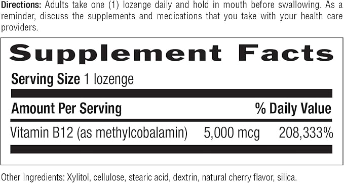 Country Life Methyl B12, Supports Energy & Stamina, 5,000mcg, 60 Lozenges, Certified Gluten Free, Certified Vegan, Certified Non-GMO Verified