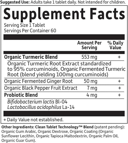Garden of Life Organics Extra Strength Turmeric Inflammatory Response 60 Tablets-100mg Curcumin (95% Curcuminoids) Black Pepper, Probiotics, Organic Non-GMO Vegan Gluten Free Herbal Supplement