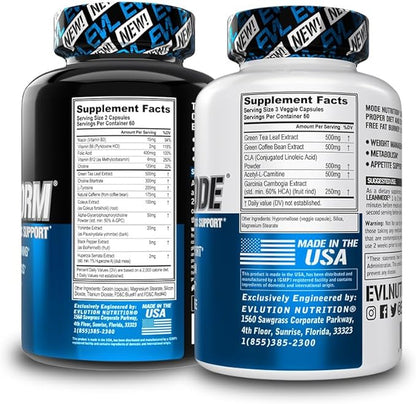 EVL Weight Loss Support Stack - Trans4orm Thermogenic Fat Burner & Metabolism Support Pills with Green Coffee Bean Extract and Forskolin Plus LeanMode Non-Stimulant