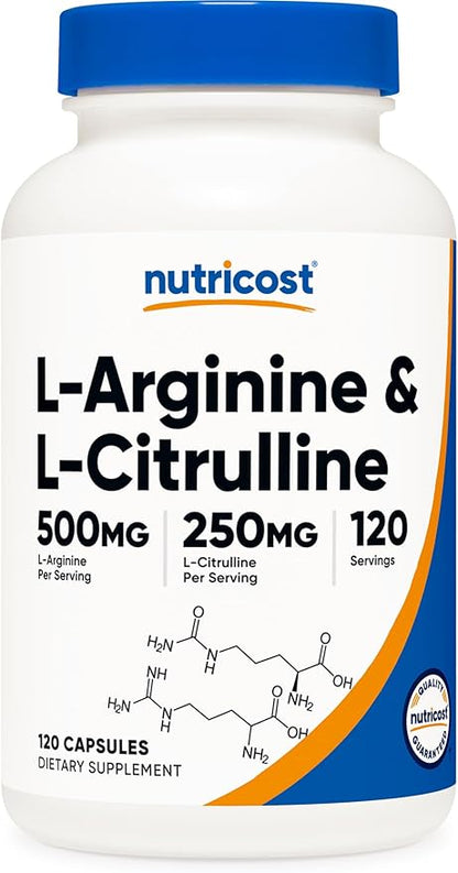 Nutricost L-Arginine L-Citrulline Complex 750mg, 120 Capsules - Non-GMO