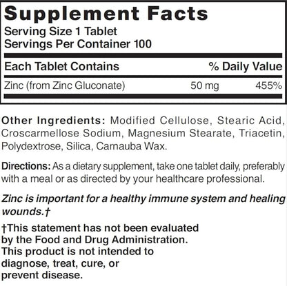 NAT B ZINC GLUC TB 50MG 100