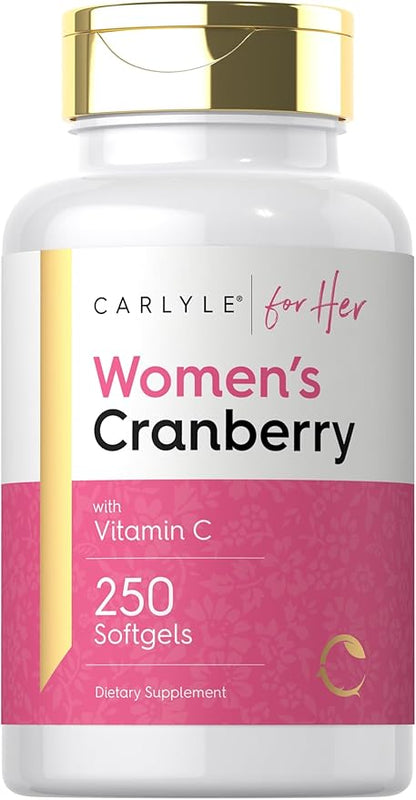 Carlyle Cranberry Pills for Women | 250 Softgels | Supplement with Vitamin C | Non-GMO, Gluten Free | for Her
