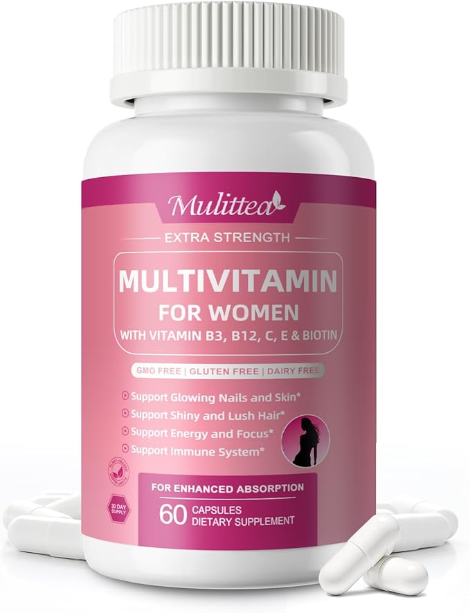 Multivitamin for Women-Support Hair, Nails and Skin-Boost Energy and Help Focus-Vitamins A,C,D, E, Biotin, Folic Acid-with 30+ Nutrients-60 Count