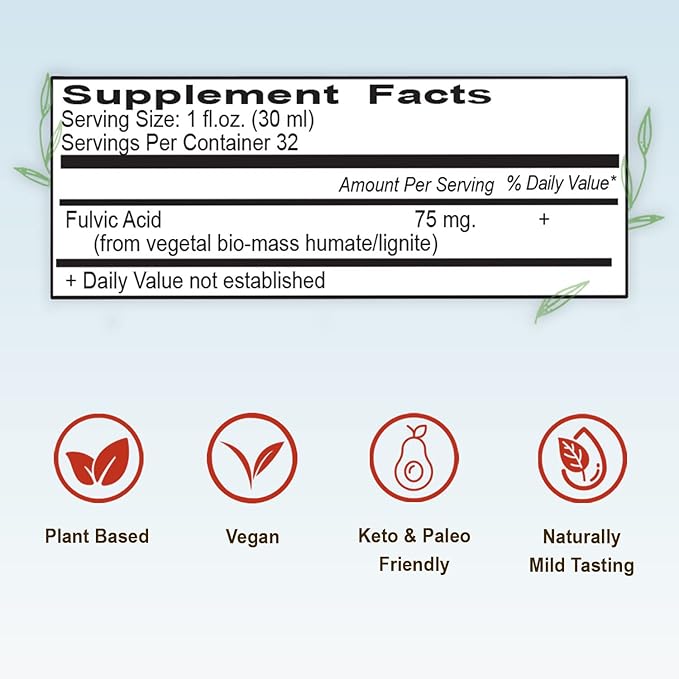 Vital Earth Minerals Fulvic Minerals Liquid – Fulvic Acid Supplement with 70+ Trace Minerals, Electrolytes for Energy & Vitality, 32 Oz Ea + 1 Oz Cup