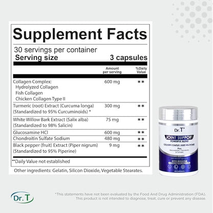 Dr. T Joint Health Bundle: Glucosamine/Chondroitin MSM Cream with Collagen + Joint Support Supplement | Athlete-Grade Joint & Muscle Relief | Non-GMO, Gluten-Free, Made in USA