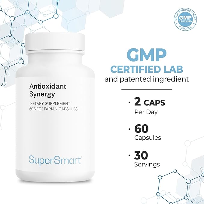 Supersmart - AntiOxidant Synergy - with Tumeric Curcumin & Alpha Lipoic Acid | Non-GMO & Gluten Free - 60 Vegetarian Capsules