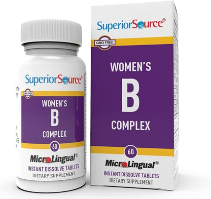 Superior Source Women?s B Complex - Energy Support Supplement for Women - Multivitamin with Vitamin B12, Vitamin B3 & More - B Vitamin Supplement Aids Heart Health - 60 Sublingual Dissolving Tablets