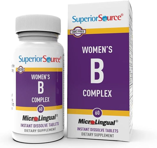 Superior Source Women?s B Complex - Energy Support Supplement for Women - Multivitamin with Vitamin B12, Vitamin B3 & More - B Vitamin Supplement Aids Heart Health - 60 Sublingual Dissolving Tablets