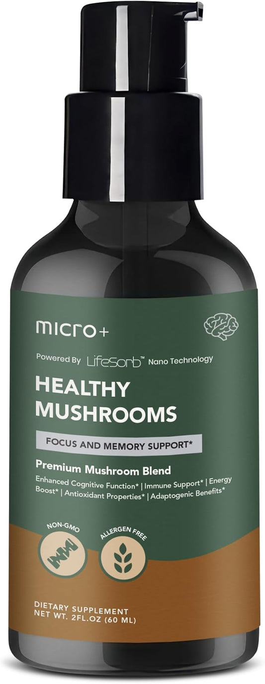 Mushroom+ by Micro+ Nootropic Brain Supplement with LifeSorb – for Focus, Memory, Cognitive Boost