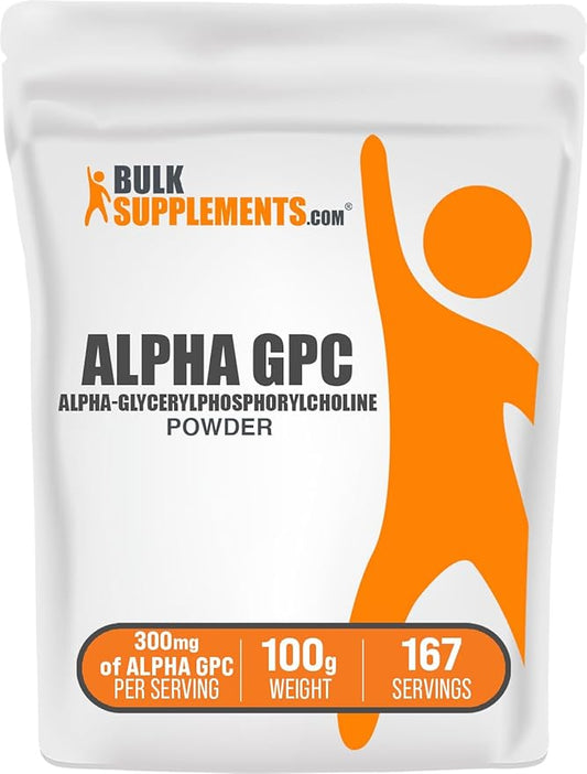BulkSupplements.com Alpha GPC Powder - Choline Supplements, Alpha GPC 300mg - Acetylcholine Supplements, Unflavored & Gluten Free, 600mg per Serving, 100g (3.5 oz) (Pack of 1)